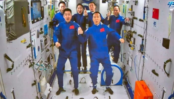 The ship carries veteran Fei Junlong and first-time astronauts Ding Qingming and Zhang Lu.  - Twitter