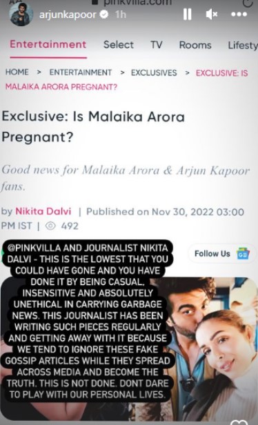 Arjun Kapoor drops a cryptic post on fake news about Malaikas pregnancy