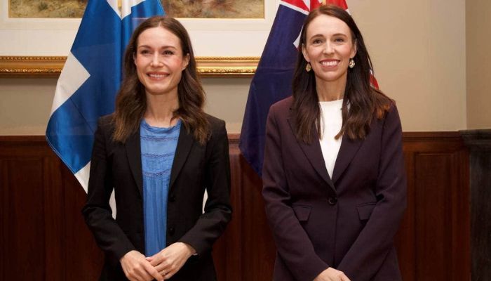 Finland Prime Minister Sanna Marin (l) and New Zealand Prime Minister Jacina Ardern (r). — Twitter
