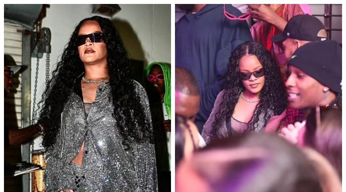 Rihanna captures attention as she attends A$AP Rocky's performance
