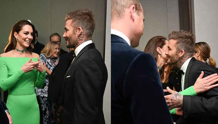 Kate Middleton is all smiles to meet David Beckham at star-studded Earthshot Prize