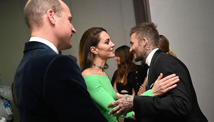 Kate Middleton is all smiles to meet David Beckham at star-studded Earthshot Prize