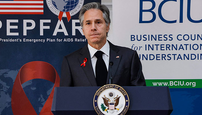 US Secretary of State Antony Blinken delivers remarks at a World AIDS Day Reception at the Hay Adams Hotel on December 02, 2022 in Washington, DC. — AFP
