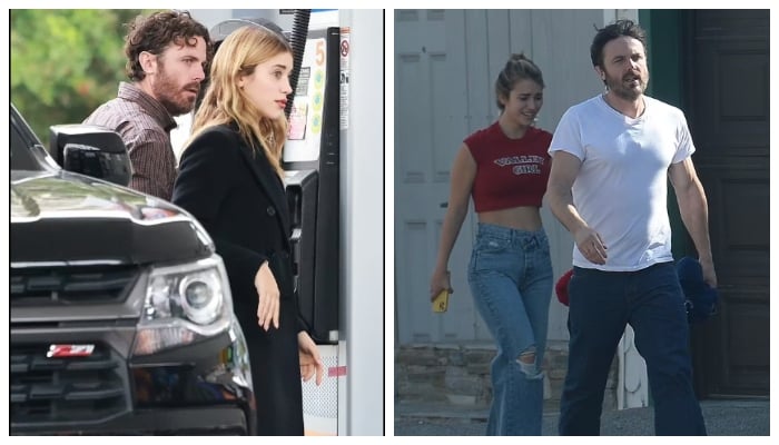Casey Affleck steps outside with girlfriend Caylee Cowan after Thanksgiving row