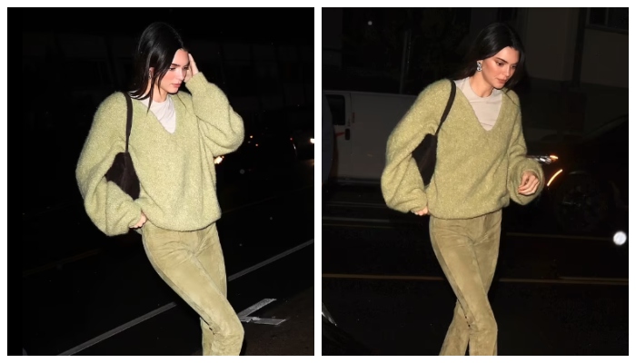 Kendall Jenner catches the eye in figure-accentuating green dress