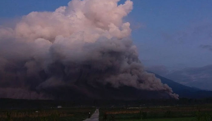 Smoke can be seen rising from Mount Semeru after the volcanic eruption in this image. — AFP