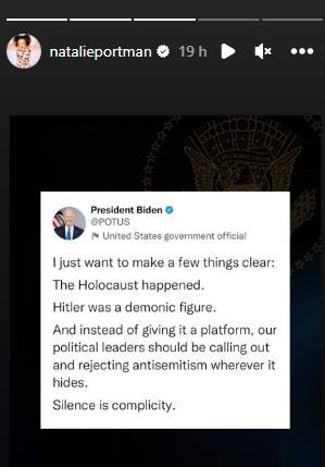 Natalie Portman expresses her concern over ‘re-emergence’ of antisemitism in America