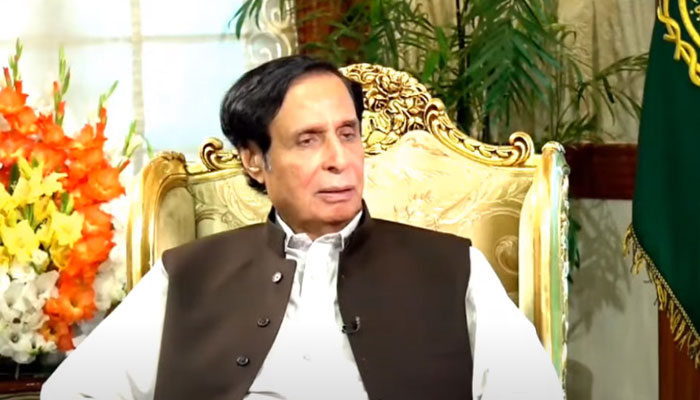 Chief Minister Punjab Chaudhry Pervez Elahi speaks during an interview with a private news channel in Lahore on December 5, 2022. — YouTube screengrab via HumNewsLive