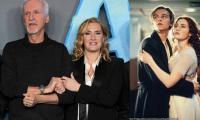 Kate Winslet is all smiles after reuniting with 'Titanic' director James Cameron