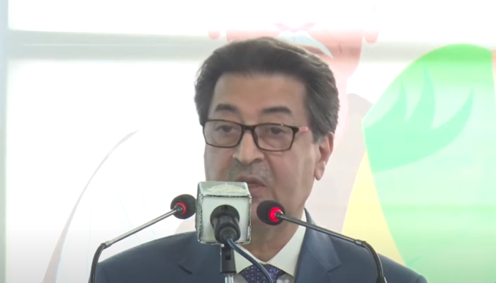 Chief Election Commissioner (CEC) Sikandar Sultan Raja addresses the National Voters Day ceremony in Islamabad on December 7, 2022. — YouTube/PTVNewsLive