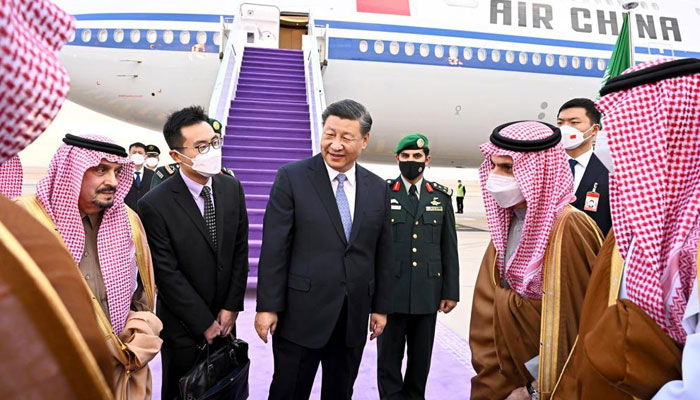 Chinese President Xi Jinping touched down in a Saudi Arabia on December 7, 2022 for a three-day trip to meet the king and de facto ruler of the world´s biggest oil exporter. — Twitter/@KSAmofaEN