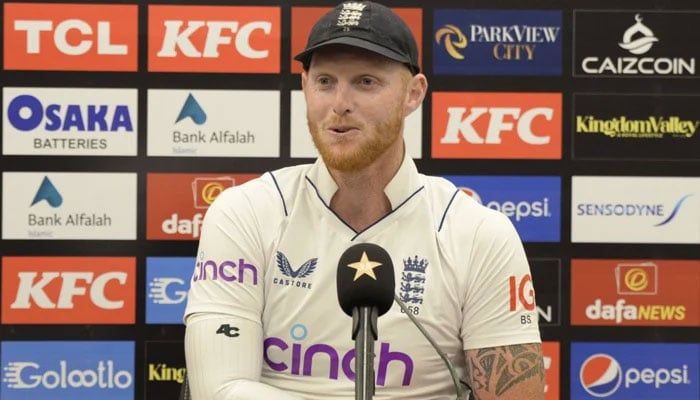 England captain Ben Stokes addresses a press conference at the Rawalpindi Cricket Stadium on December 5, 2022. — Twitter/@TheRealPCB