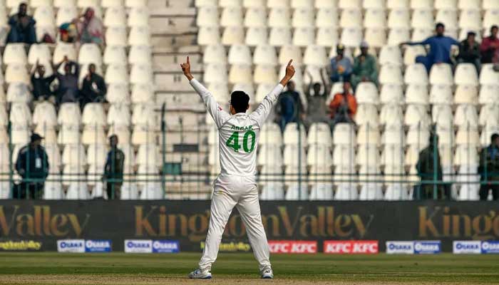Abrar Ahmed took a five-for before lunch on debut, Pakistan vs England, 2nd Test, Multan, 1st day, December 9, 2022. —PCB