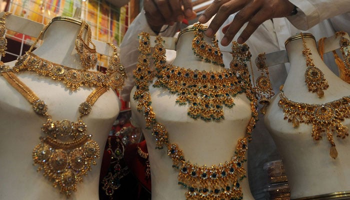 A representational image of gold jewellery displayed in a shop. — AFP/File