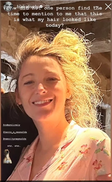 Blake Lively goes makeup free as she poses in frizzy hair