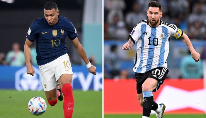 France’s forward #10 Kylian Mbappe (left) and Argentina’s forward #10 Lionel Messi: Argentina will play France in the Qatar 2022 World Cup football final match in Doha on 18 December 2022.— AFP