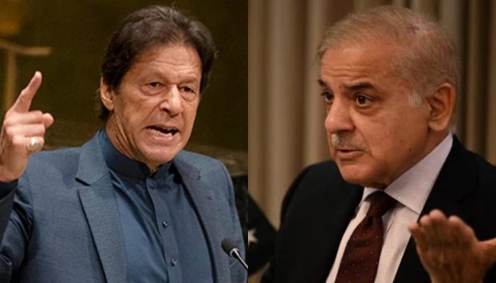 PTI Chairman Imran Khan and PM Shehbaz Sharif. — AFP/File