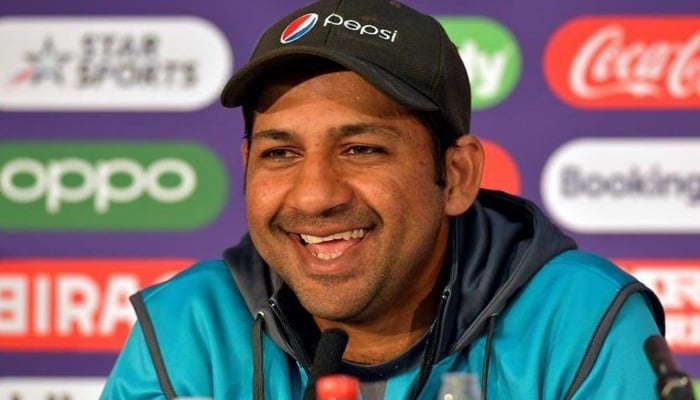 Former skipper Sarfaraz Ahmed gestures during a press conference in this undated photo. — AFP/File