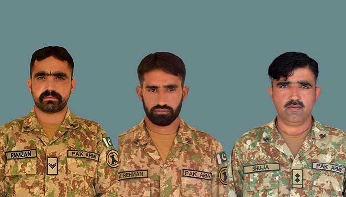 Photo of the martyred soldiers who fought against terrorists in Kurram districts Arawali area on December 29, 2022. — ISPR