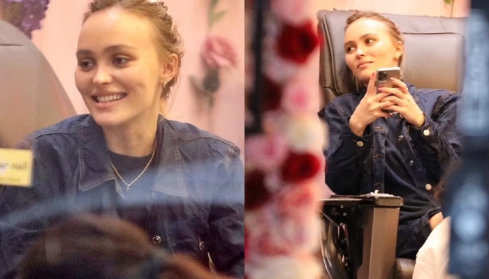 Lily-Rose Depp looks eye-catching in denim on a relaxing day out with pals