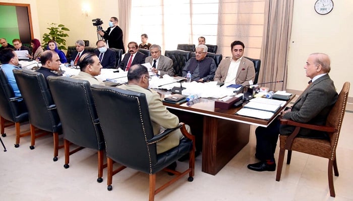 Prime Minister Shehbaz Sharif chairs a meeting of the National Security Committe in Islamabad on December 30, 2022. — Courtesy Press Information Department