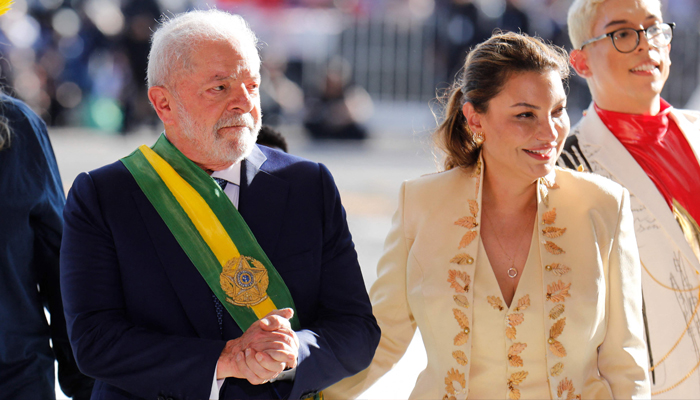 Brazil´s new President Luiz Inacio Lula da Silva (left), accommanied by his wife First Lady Rosan — AFP