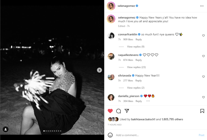 Selena Gomez treats fans with rare glimpse of her New Year celebration