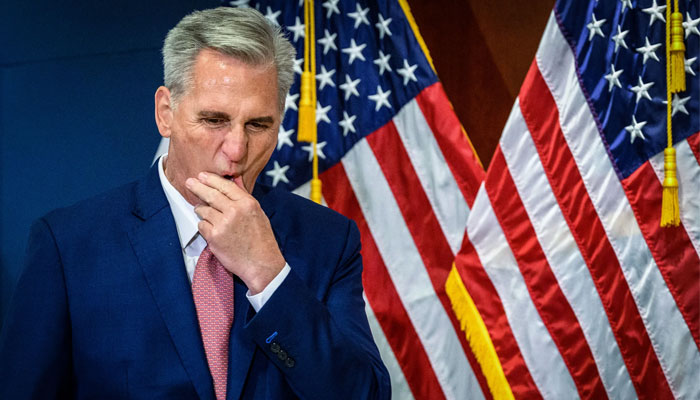 Kevin McCarthy addresses reporters after earning his partys nomination for House Speaker on November  15, 2022. — AFP