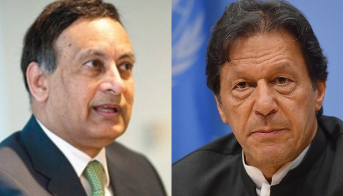 Former Pakistan ambassador to the United States Husain Haqqani (left) and PTI Chairman Imran Khan. — AFP/File