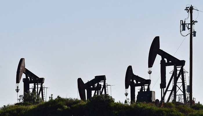 Pumpjacks photographed in the Montebello Oil Field in California, on February 23, 2022. — AFP