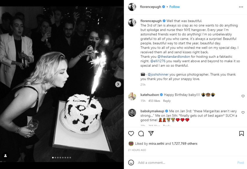 Florence Pugh thanks friends for attending her 27th birthday bash, ‘unbelievably grateful’