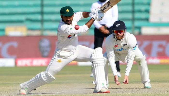 Sarfaraz Ahmed hits a shot during the two-match series between Pakistan and New Zealand. — AFP/Files