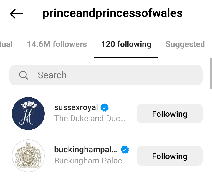 Prince William and Kate Middleton continue to follow Sussex social media despite Harrys allegations