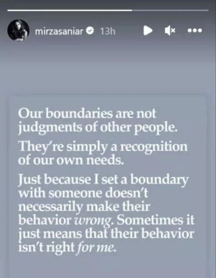 Sania Mirza sınırları belirleme konusunda şifreli bir mesaj paylaşıyor
