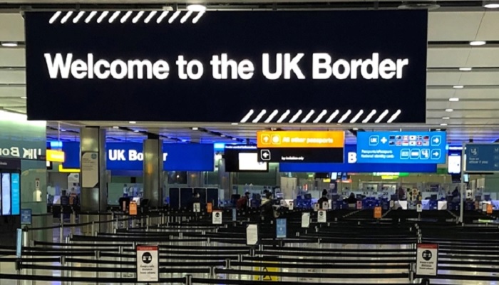 In this file photo taken on December 31, 2020, a UK border sign welcomes passengers on arrival at Heathrow airport in west London. — AFP/ file