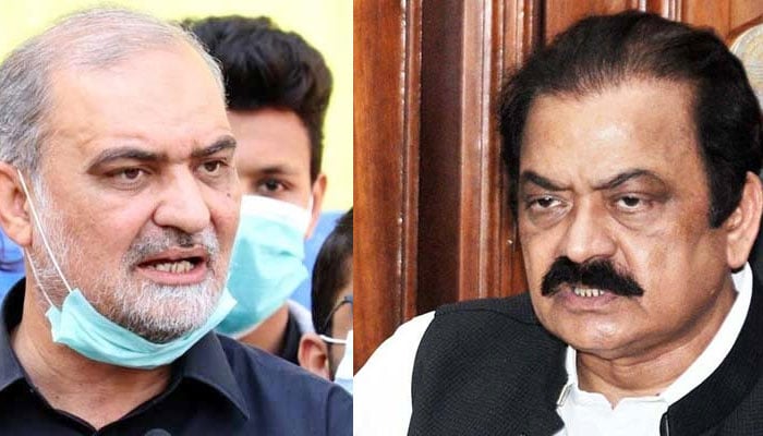 Jamaat-e-Islamis Hafiz Naeem-ur-Rehman (Left) and PML-Ns Rana Sanaullah. The News/file