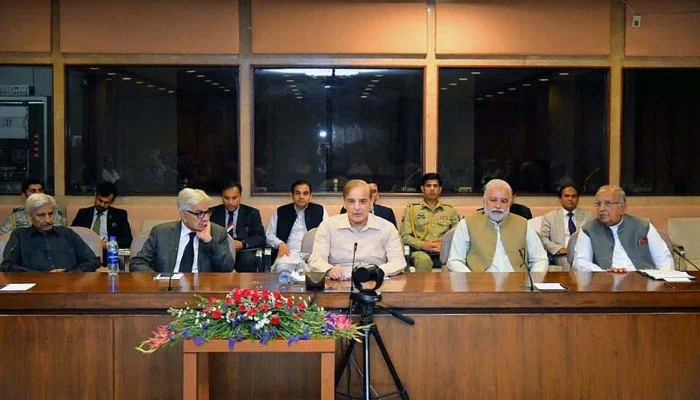 Prime Minister Shehbaz Sharif chairs a Parliamentary Party meeting of PML-N at Parliament House on May 09. — APP/File