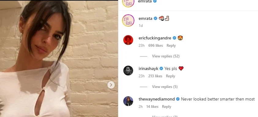 Emily Ratajkowski spotted after Eric Andre drops heartwarming comment over her pics