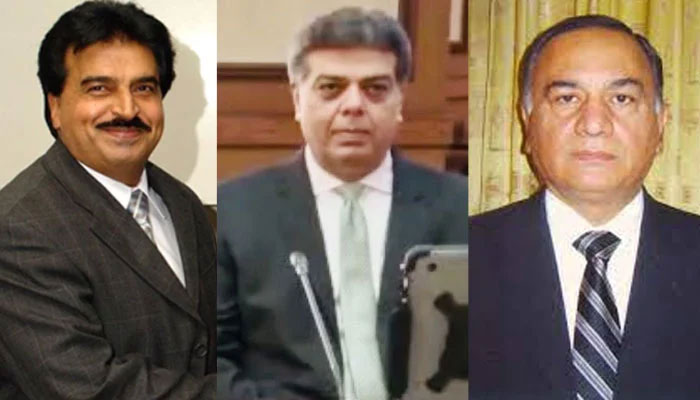 Pakistan Tehreek-e-Insaf’s nominees for caretaker Punjab CM Naseer Ahmad Khan (left), Ahmed Nawaz Sukhera and Nasir Saeed Khosa. — Twitter/@ansukhera/Pakistan Today/File