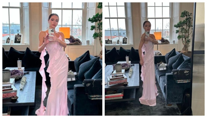 Victoria Beckham est magnifique dans une robe rose alors qu’elle partage des selfies en miroir