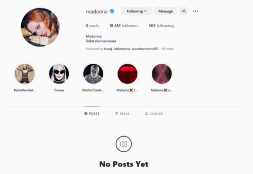 Madonna clears entire Instagram feed following rumoured tour announcement