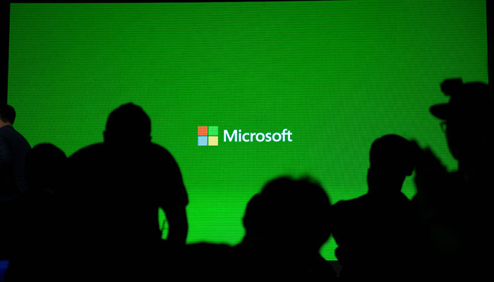 In this file photo taken on July 30, 2014, a Microsoft logo is pictured during the presentation of the Xbox One in Shanghai. — AFP
