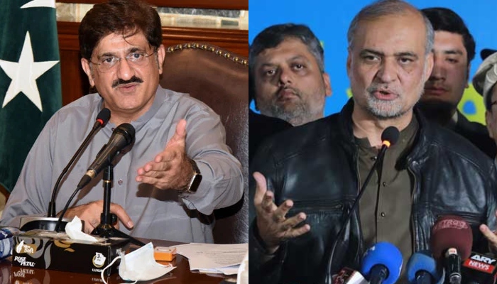 A combo of Chief Minister Murad Ali Shah (left) and JIs Karachi chief Hafiz Naeem-ur-Rehman. — Twitter/Facebook/File