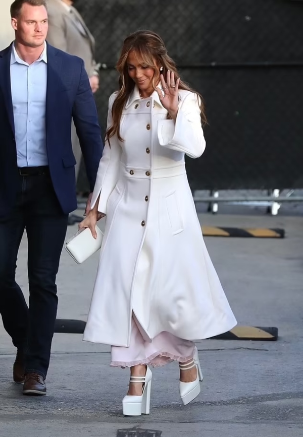 Jennifer Lopez rocks chic pink dress as she arrives on Jimmy Kimmel Live