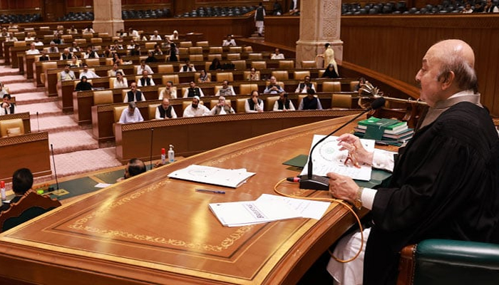 Punjab Assembly Speaker Sibtain Khan chairing a session at Punjab assembly. — Provincial Assembly of Punjab/File