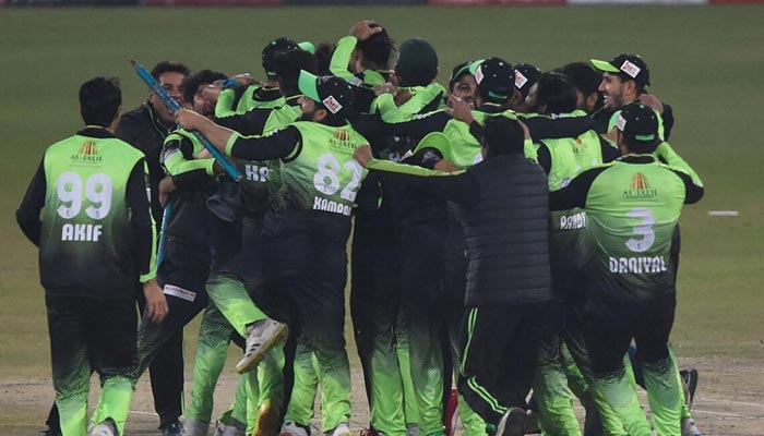 Lahore Qalanders celebrating their victory in PSL 2022 on February 27, 2022. — AFP