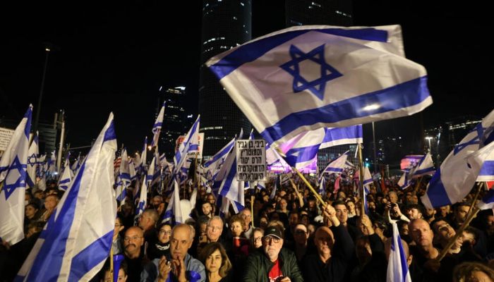 Tens of thousands of Israelis throng central Tel Aviv for the largest protest so far against the most right-wing government in the countrys history.— AFP/file