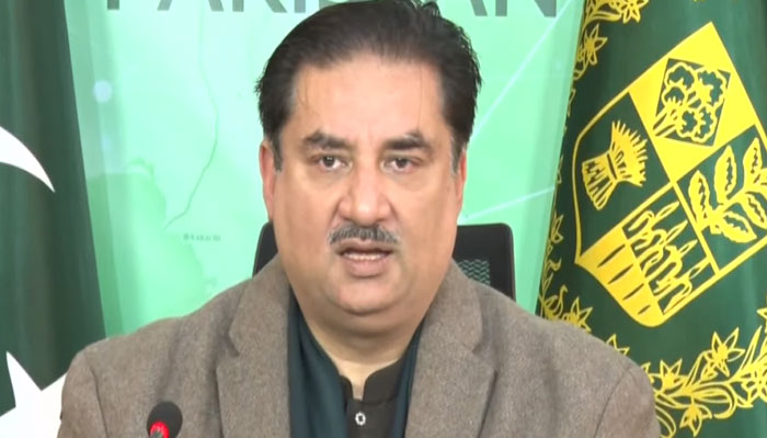 Power Minister Khurram Dastgir Khan speaking at a press conference on January 24, 2023. — YouTube screengrab/Hum News Live