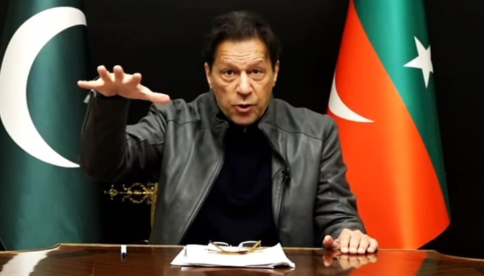 PTI Chairman Imran Khan addresses a televised press conference in Lahore on January 25, 2023. — YouTube/PTI