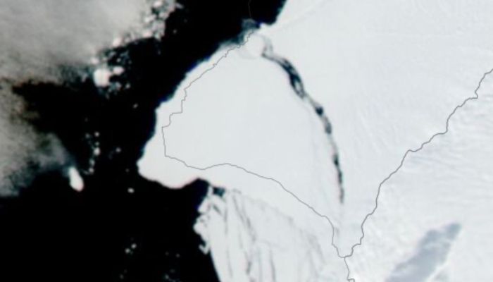 The iceberg, measuring 1,550 square kilometres, detached from the 150-metre-thick Brunt Ice Shelf a decade after scientists first spotted massive cracks in the shelf. — NASA